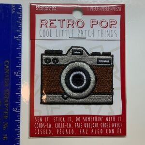 FREE w/purchase—Retro Camera appliqué embroidered iron on patch by New Horizons